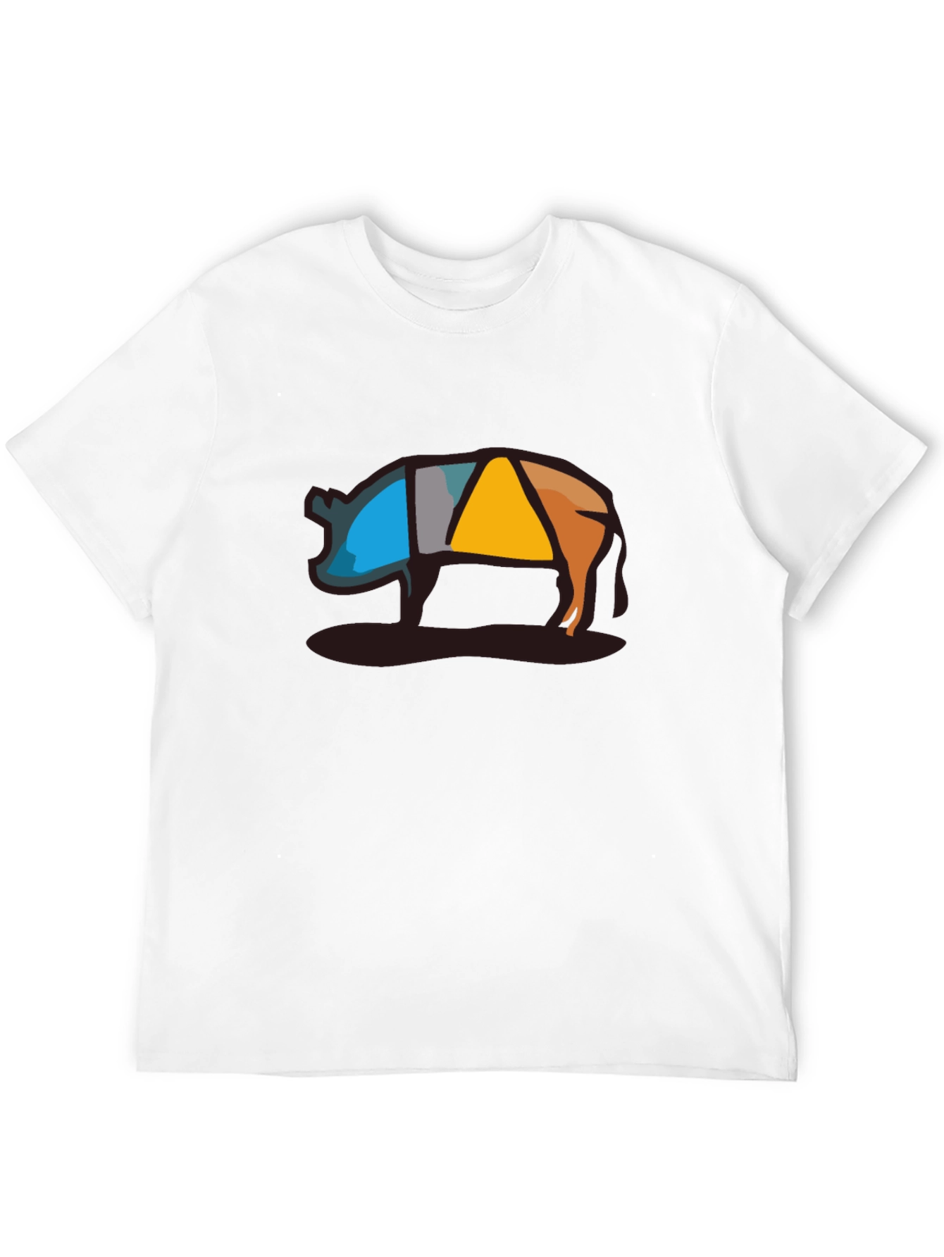Abstract Pig Graphic Tee - Modern Style