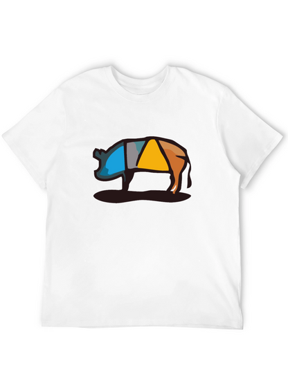 Abstract Pig Graphic Tee - Modern Style