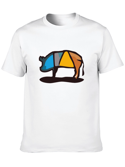 Abstract Pig Graphic Tee - Modern Style