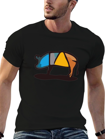 Abstract Pig Graphic Tee - Modern Style