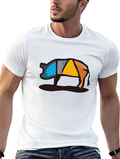 Abstract Pig Graphic Tee - Modern Style