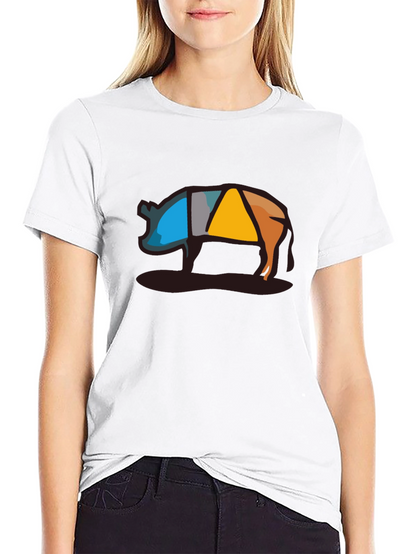 Abstract Pig Graphic Tee - Modern Style