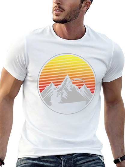 Fishing at Sunset Mens Graphic Tee