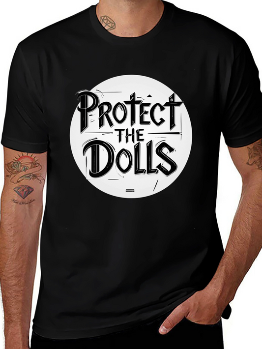 Protect the Dolls Graphic Tee - Black Crew Neck T-Shirt