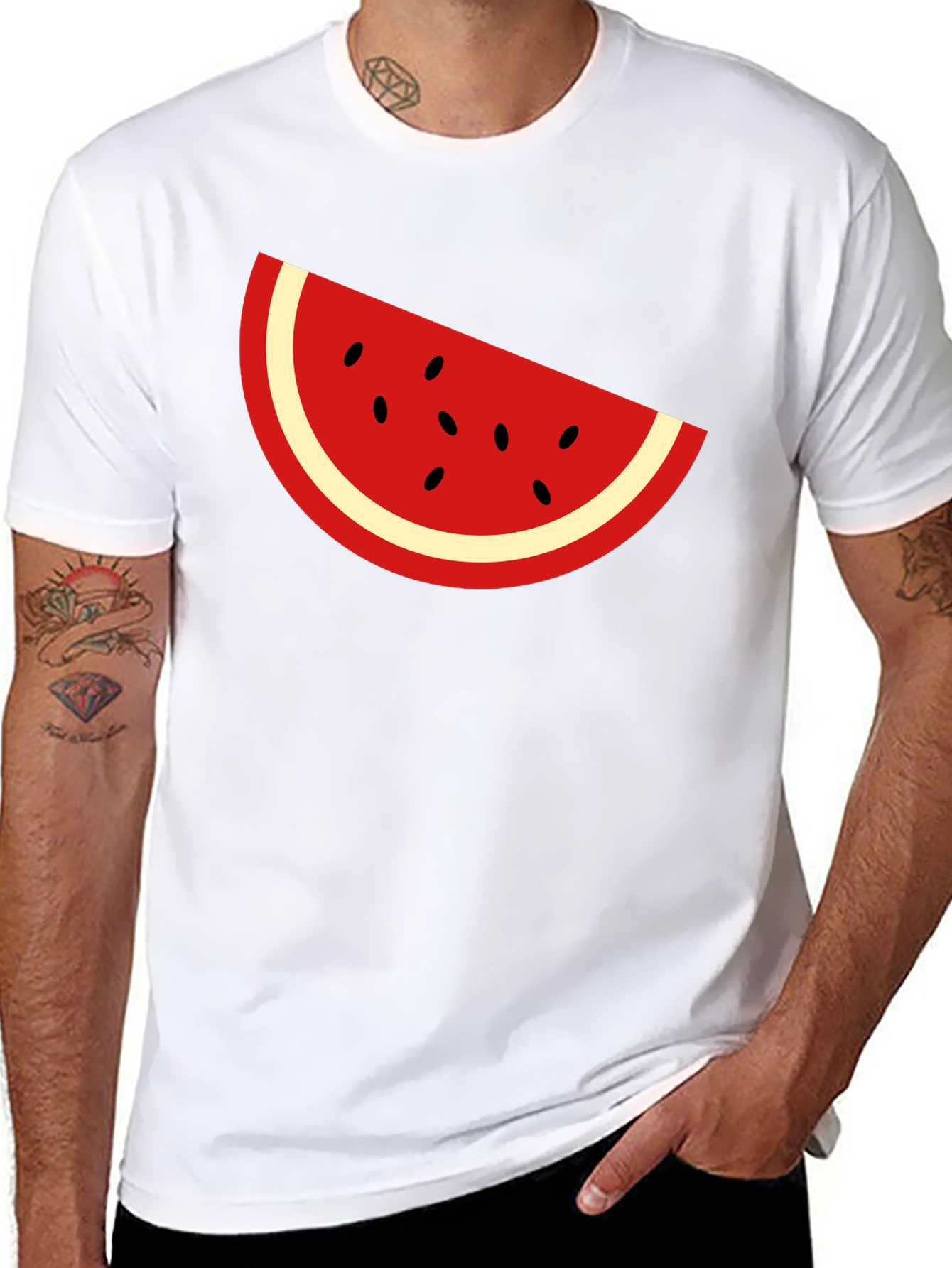 Cool Watermelon Slice Graphic Tee - Black