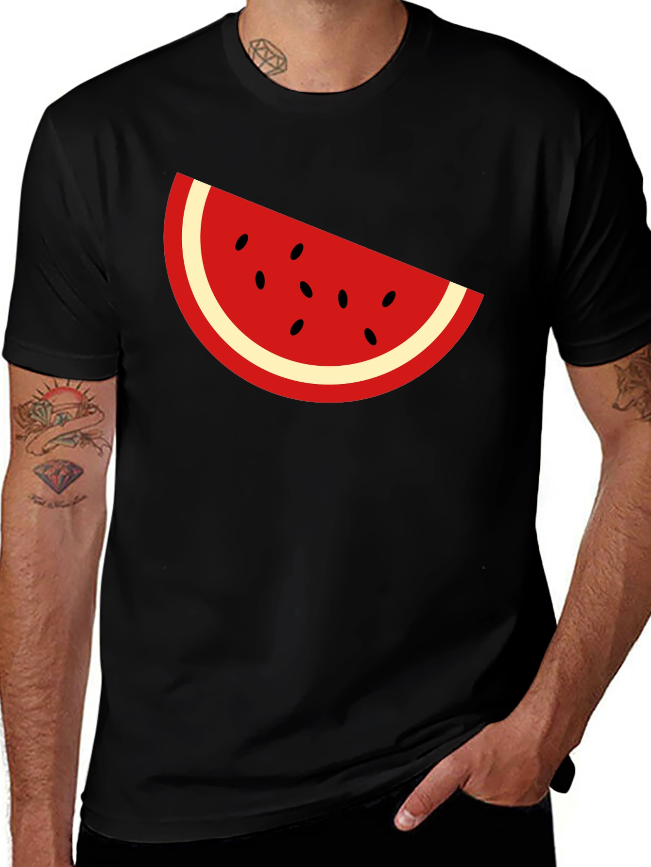 Cool Watermelon Slice Graphic Tee - Black