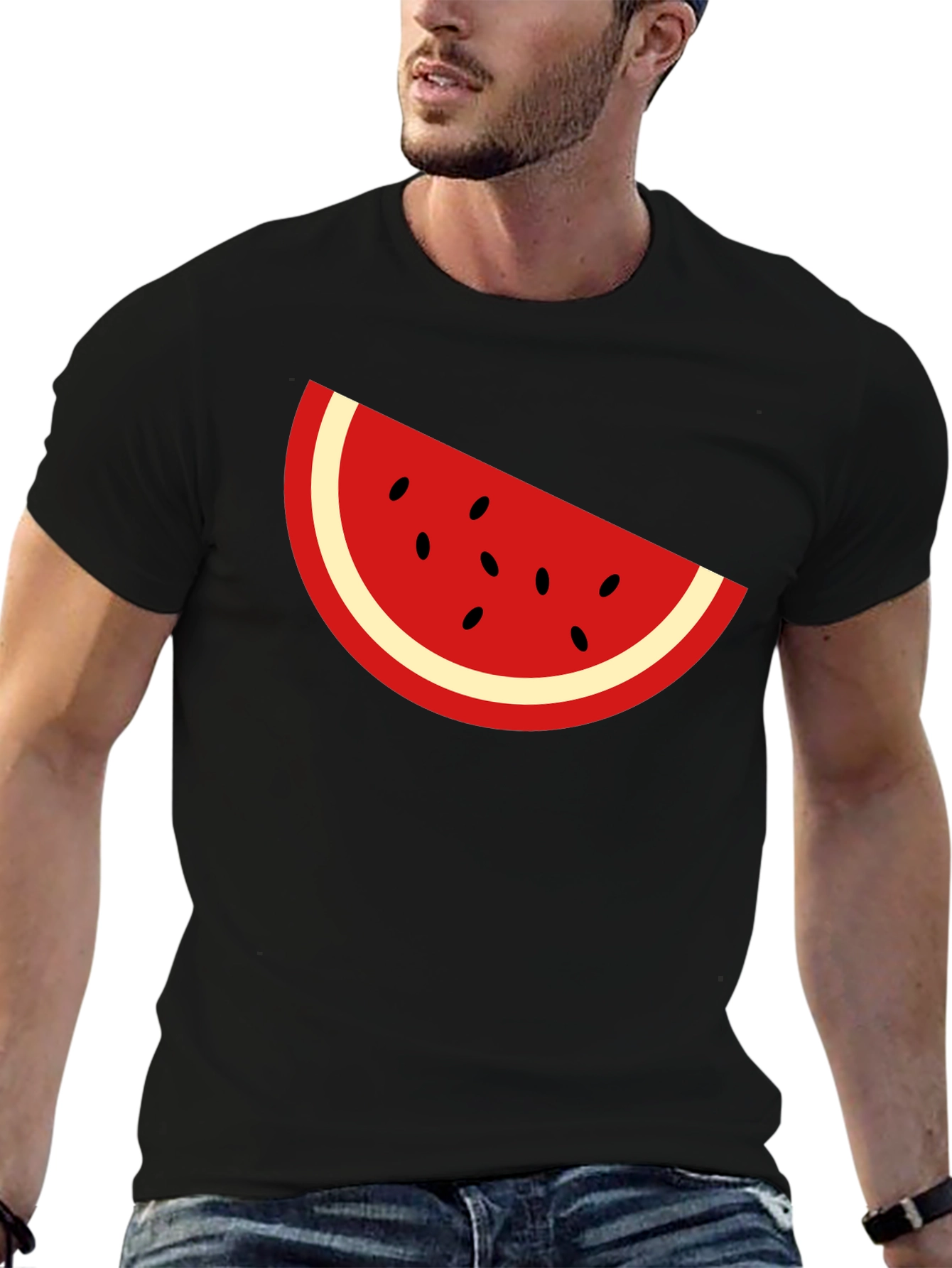Cool Watermelon Slice Graphic Tee - Black