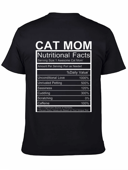 Cat Mom Nutritional Facts Graphic T-Shirt