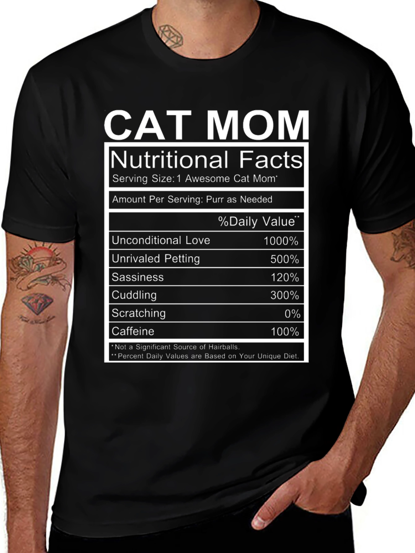Cat Mom Nutritional Facts Graphic T-Shirt