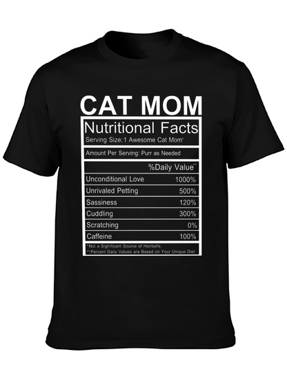 Cat Mom Nutritional Facts Graphic T-Shirt