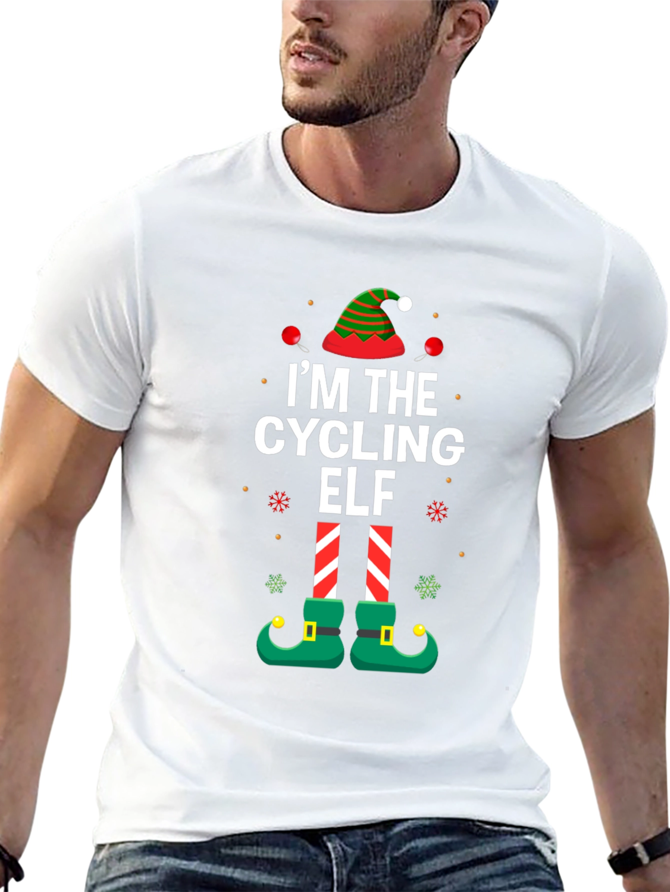 Cycling Elf Christmas T-Shirt Holiday Tee