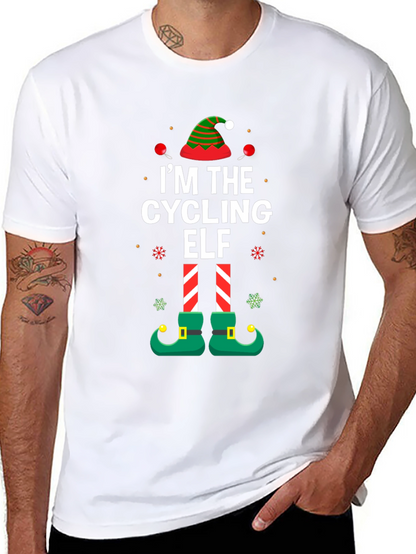 Cycling Elf Christmas T-Shirt Holiday Tee