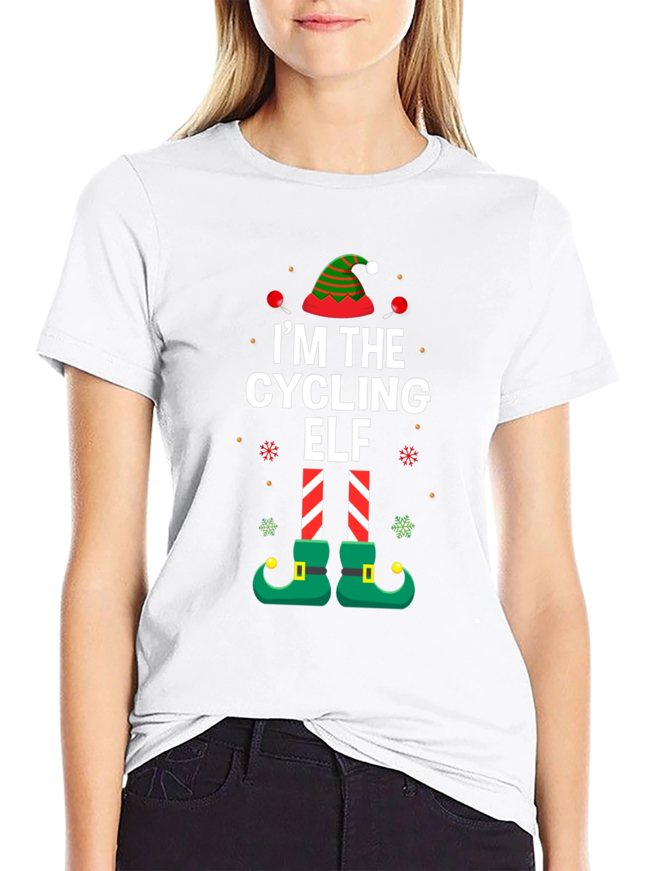 Cycling Elf Christmas T-Shirt Holiday Tee