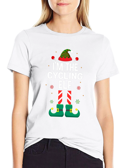 Cycling Elf Christmas T-Shirt Holiday Tee