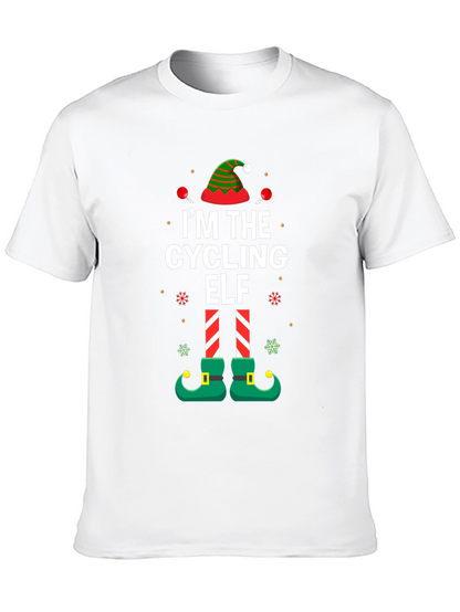 Cycling Elf Christmas T-Shirt Holiday Tee