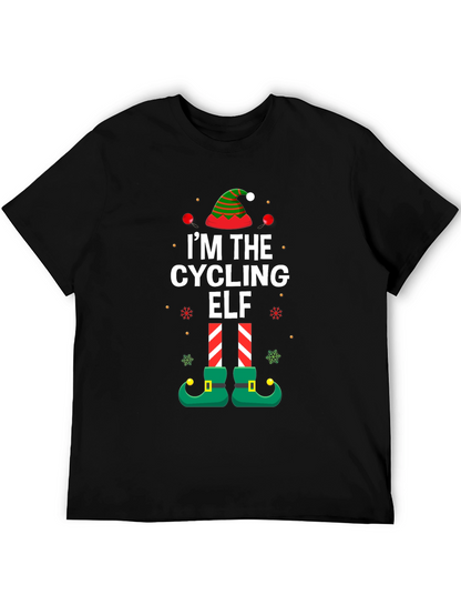 Cycling Elf Christmas T-Shirt Holiday Tee