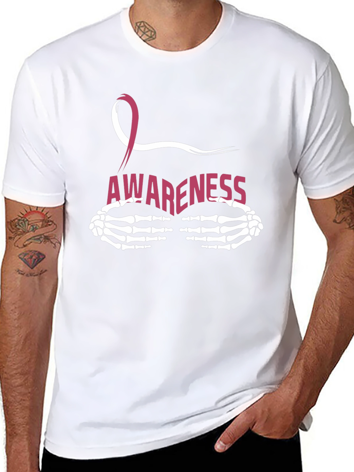 Breast Cancer Awareness Skeleton Hands T-Shirt