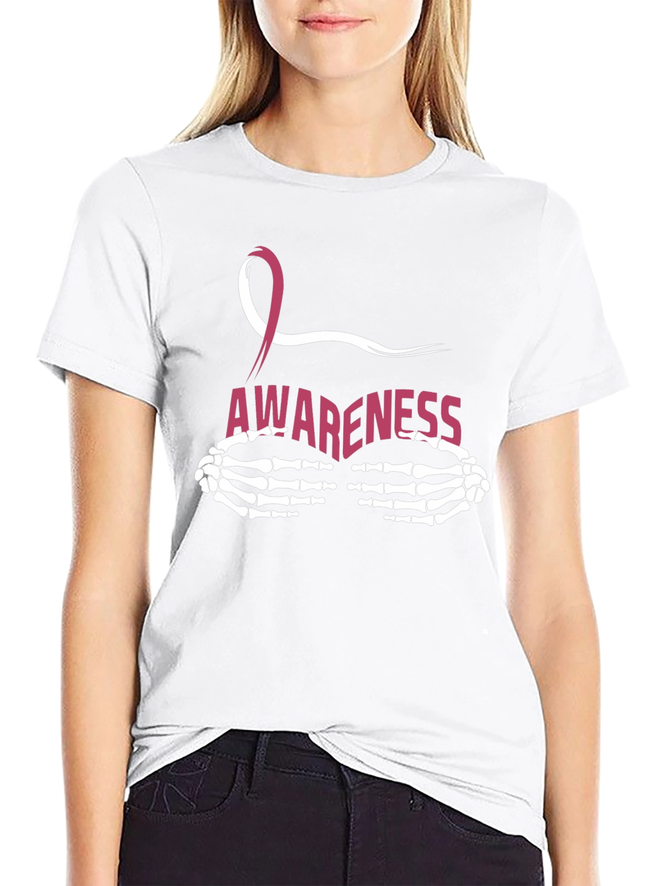 Breast Cancer Awareness Skeleton Hands T-Shirt