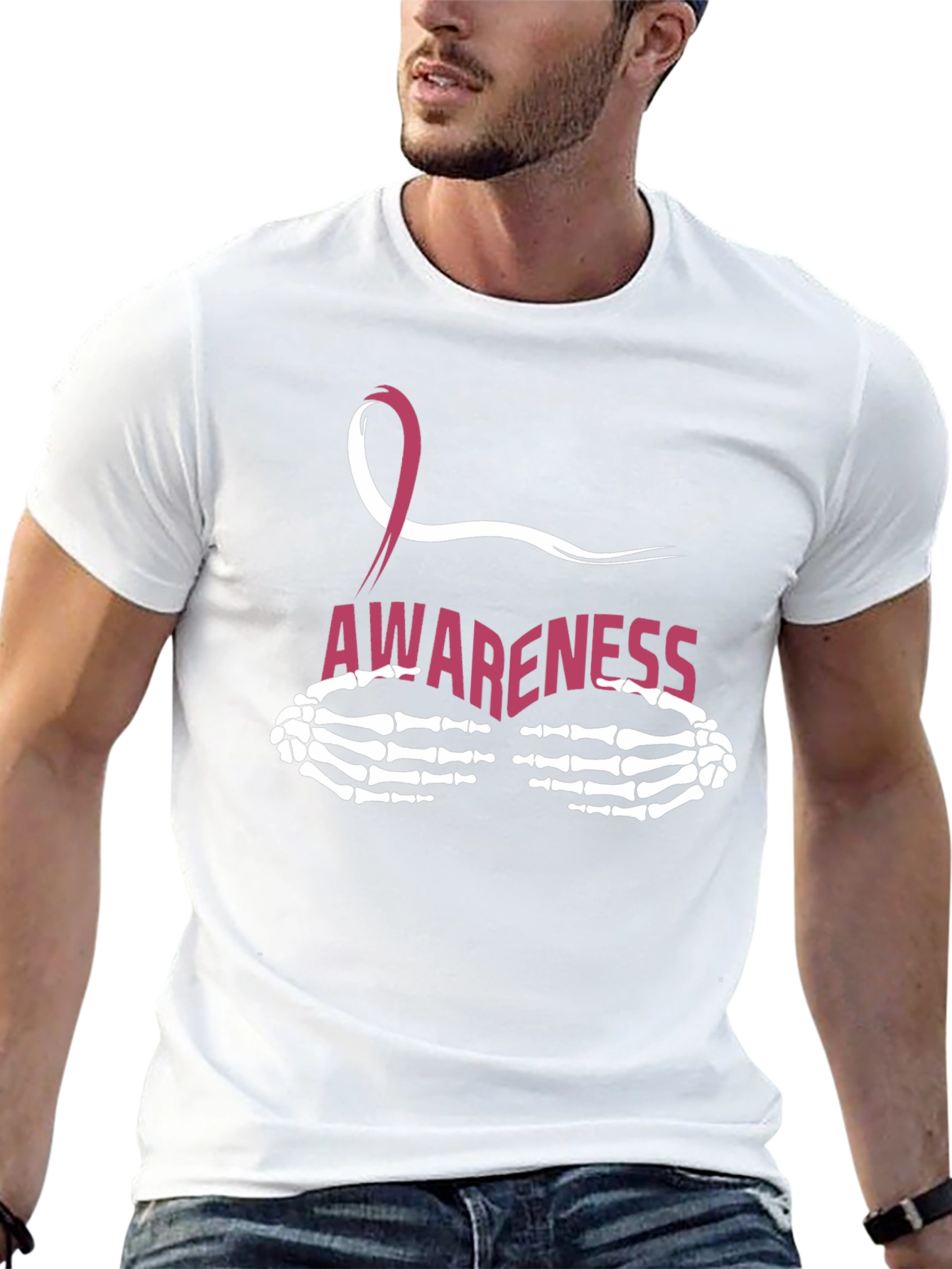 Breast Cancer Awareness Skeleton Hands T-Shirt