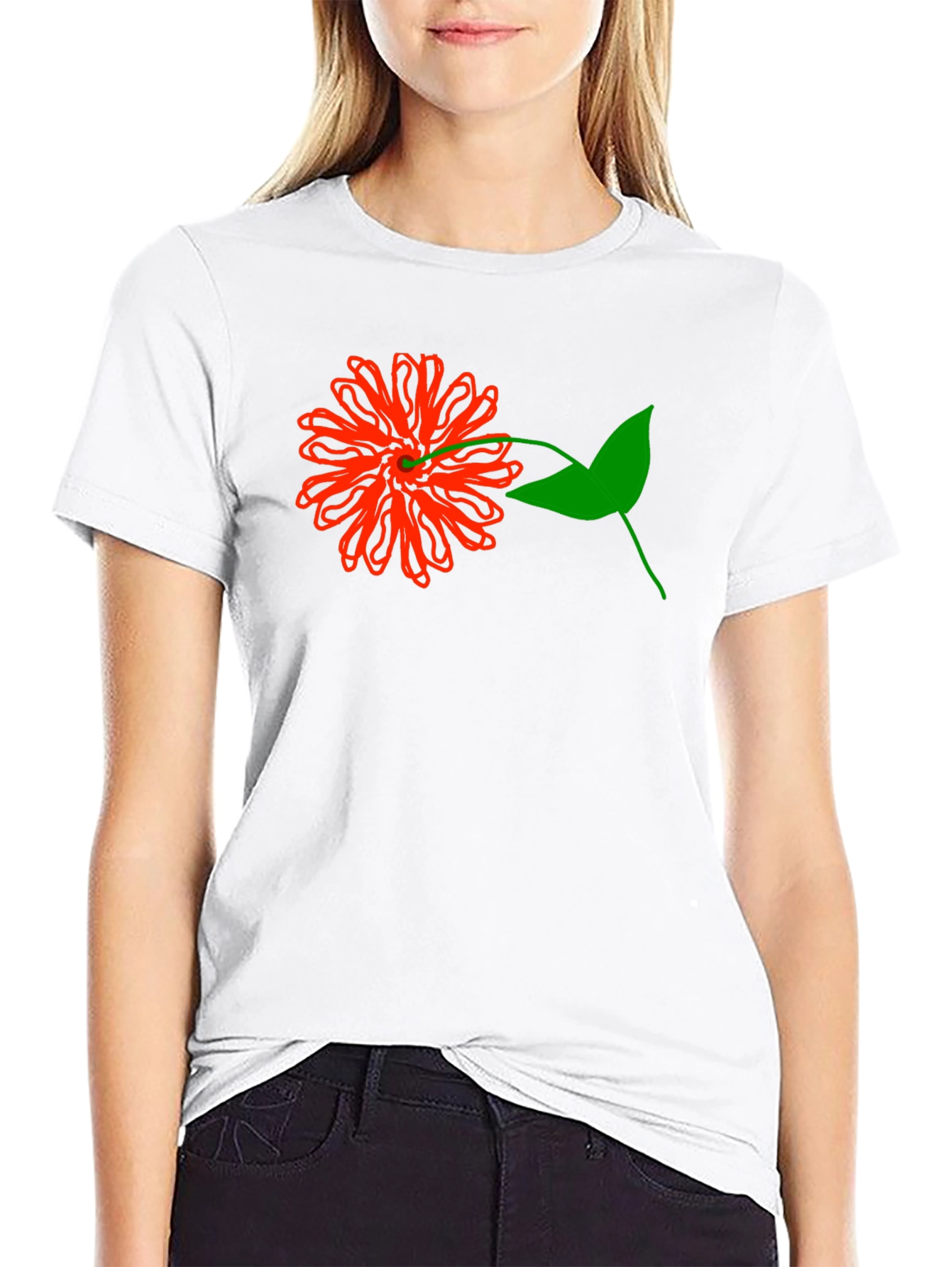 Mens Black T-Shirt with Bold Floral Graphic