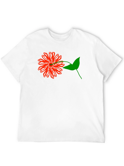 Mens Black T-Shirt with Bold Floral Graphic