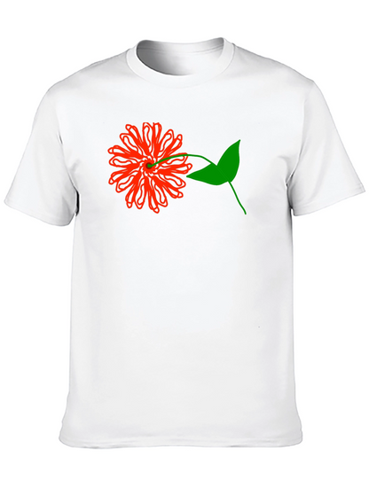 Mens Black T-Shirt with Bold Floral Graphic