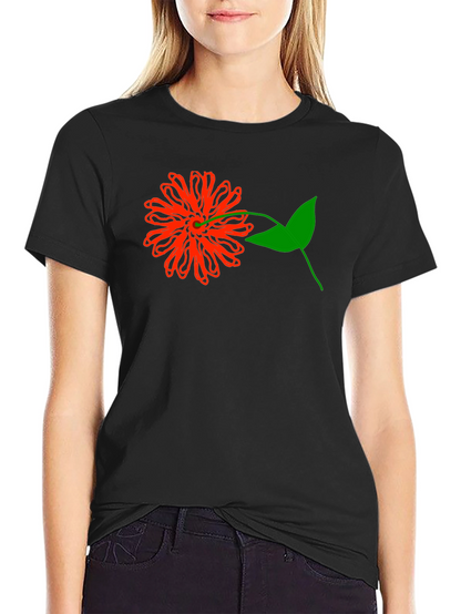Mens Black T-Shirt with Bold Floral Graphic