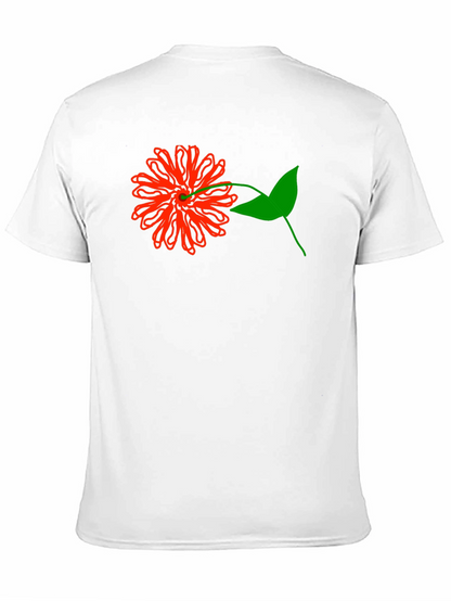 Mens Black T-Shirt with Bold Floral Graphic