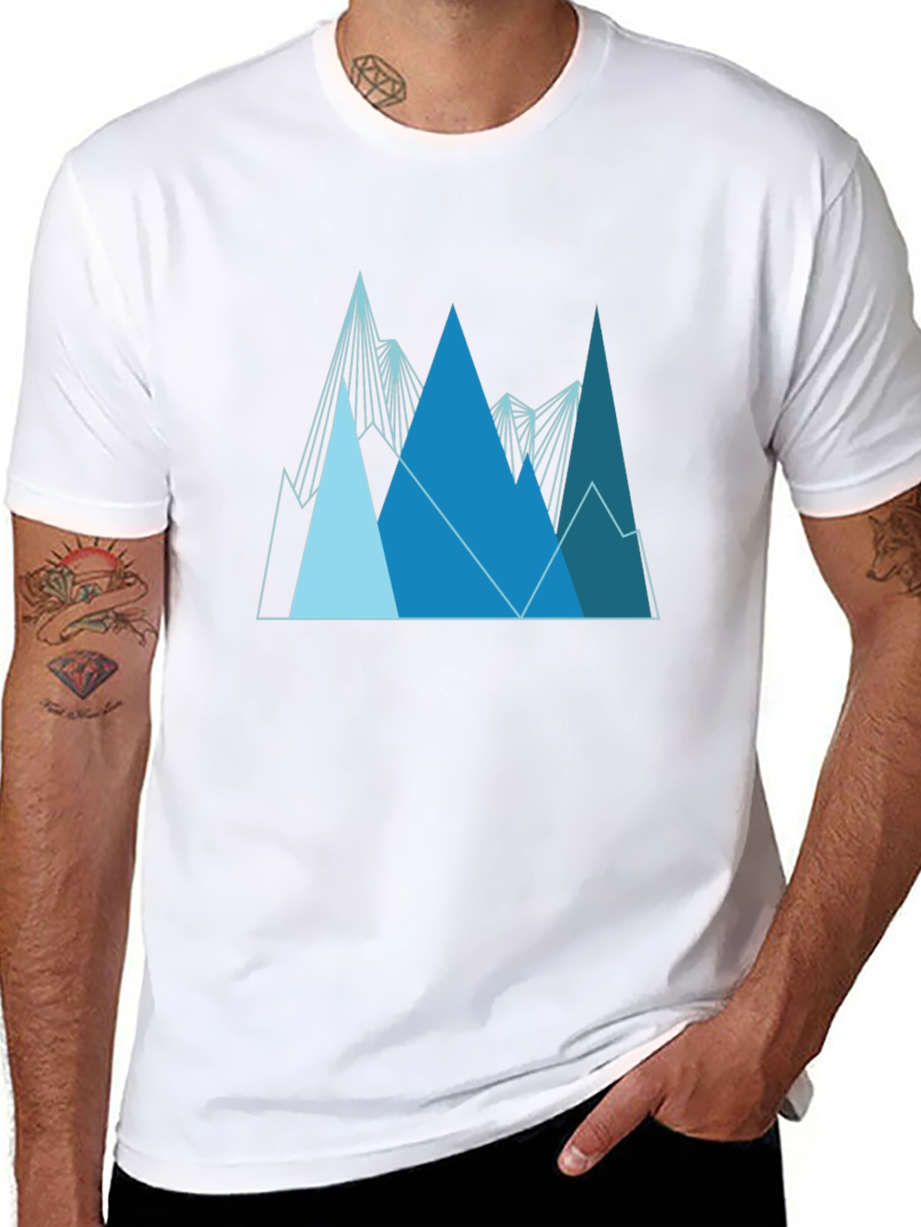 Geometric Mountain Range Graphic Tee - Black