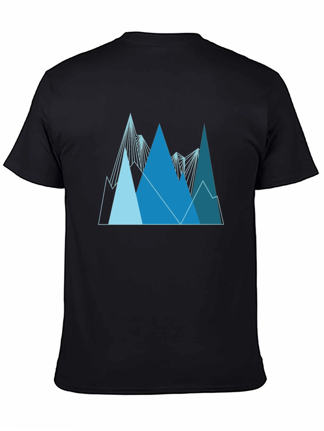 Geometric Mountain Range Graphic Tee - Black