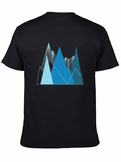 Geometric Mountain Range Graphic Tee - Black