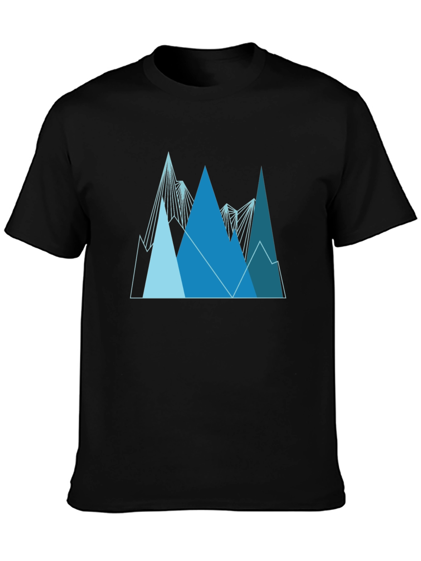 Geometric Mountain Range Graphic Tee - Black