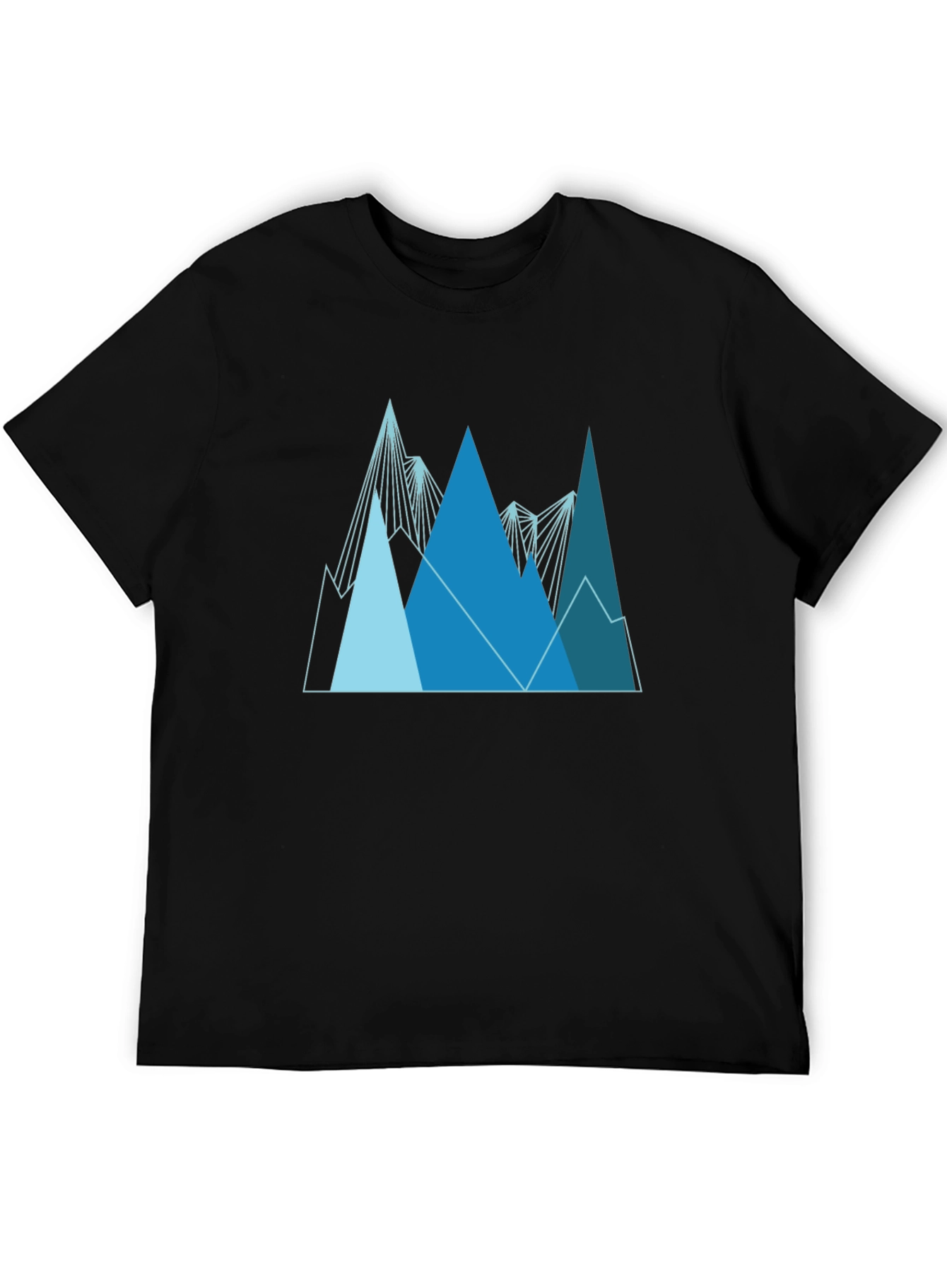 Geometric Mountain Range Graphic Tee - Black