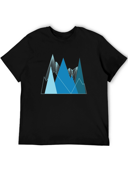 Geometric Mountain Range Graphic Tee - Black