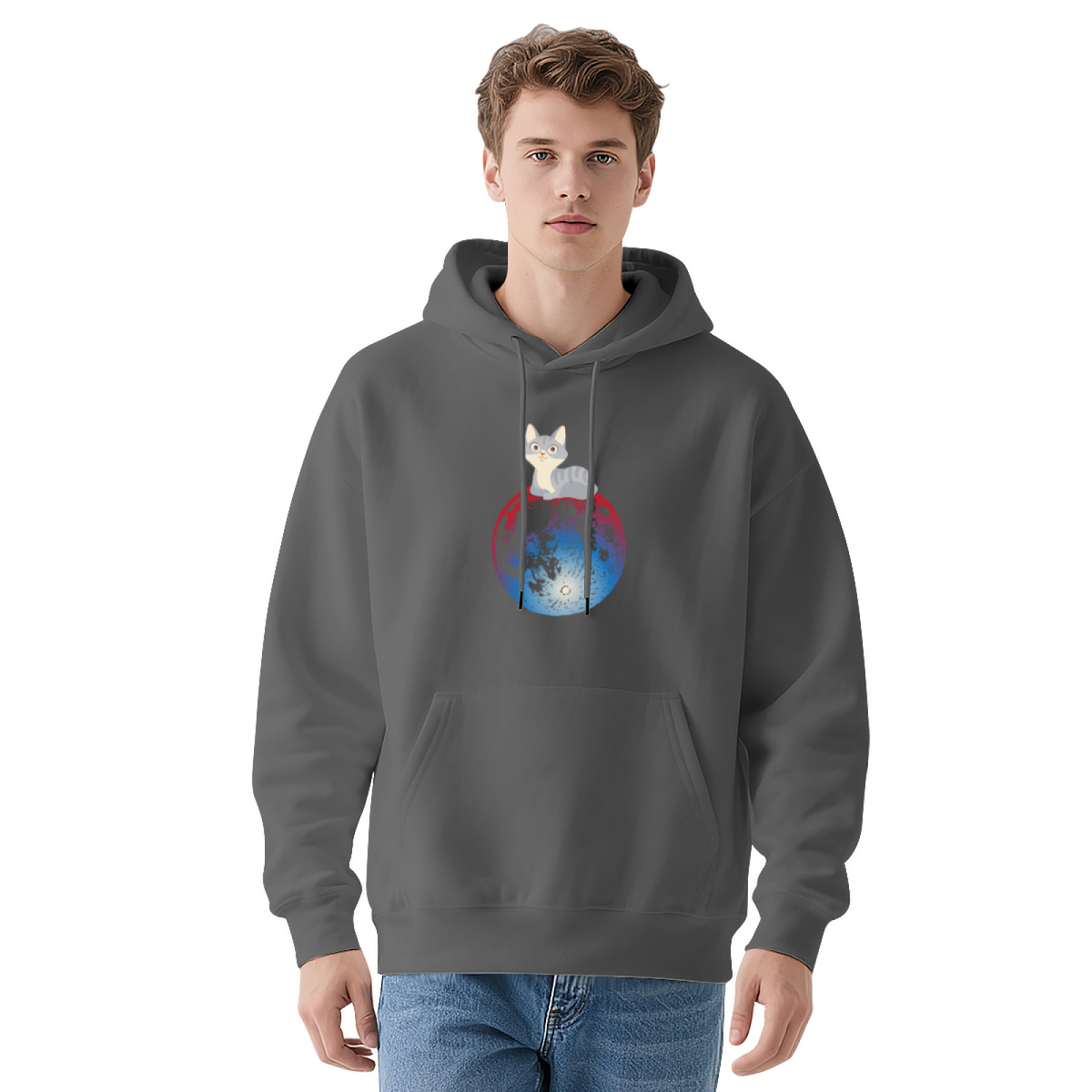 Lunar Kitty Cat Space Moon Pullover Hoodie