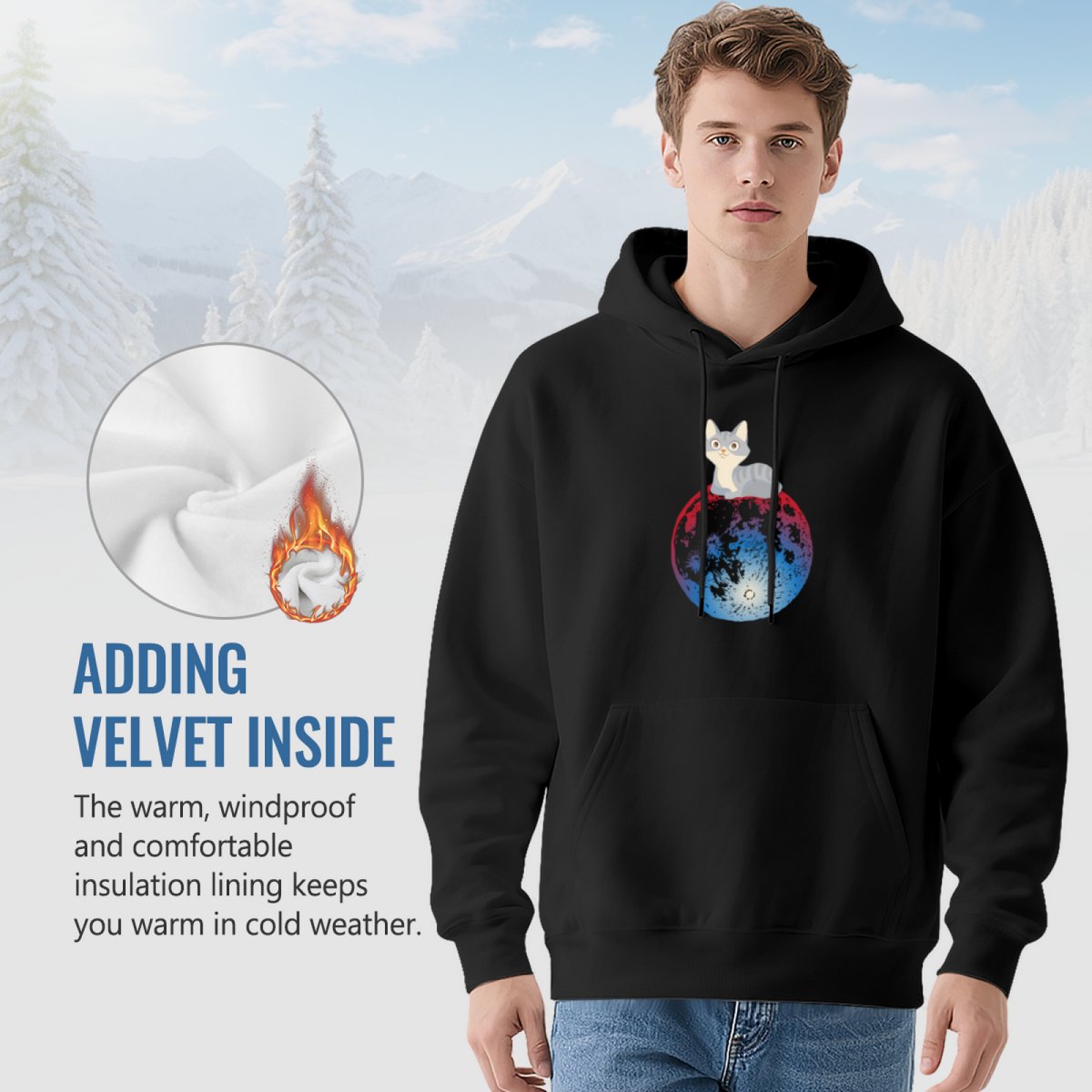 Lunar Kitty Cat Space Moon Pullover Hoodie
