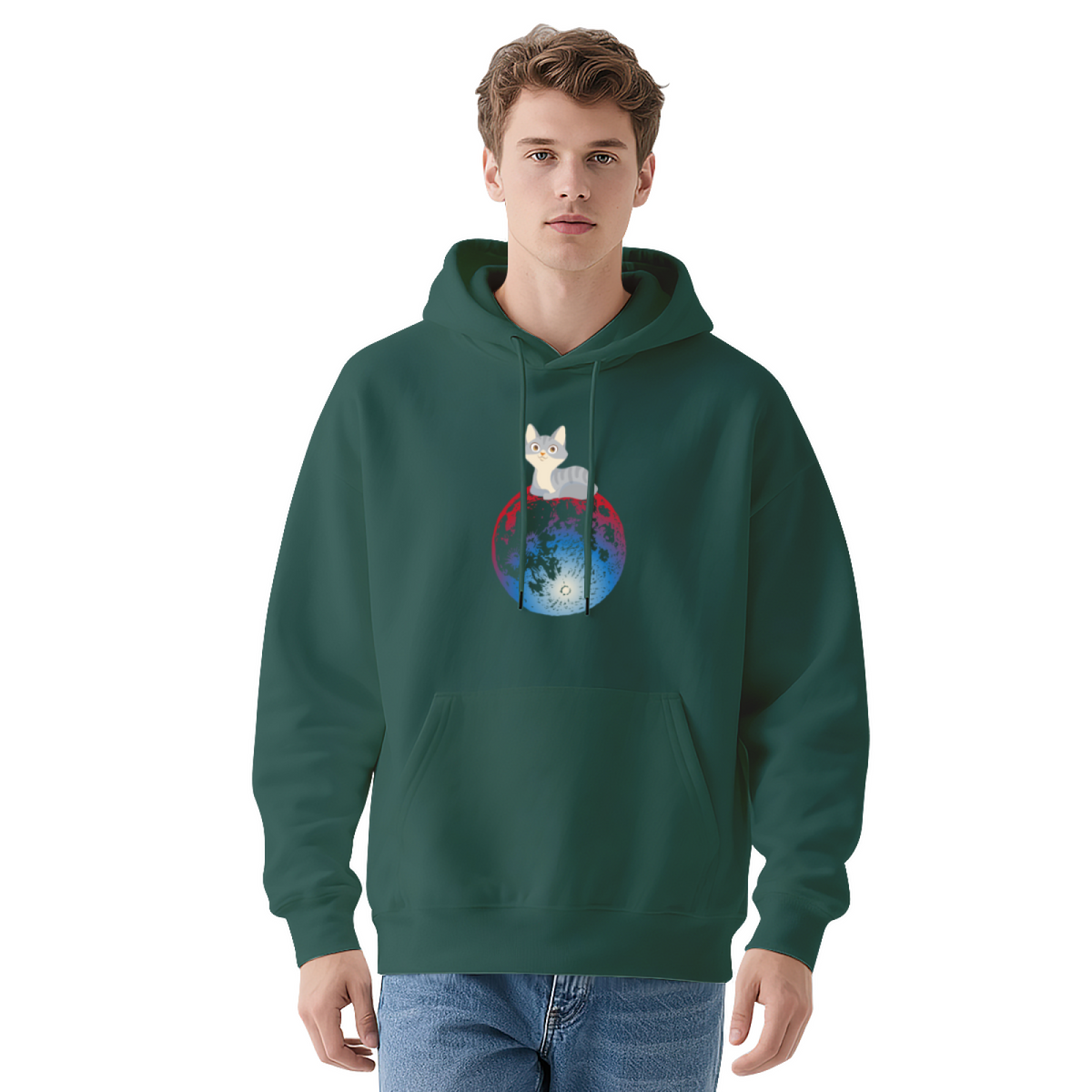 Lunar Kitty Cat Space Moon Pullover Hoodie