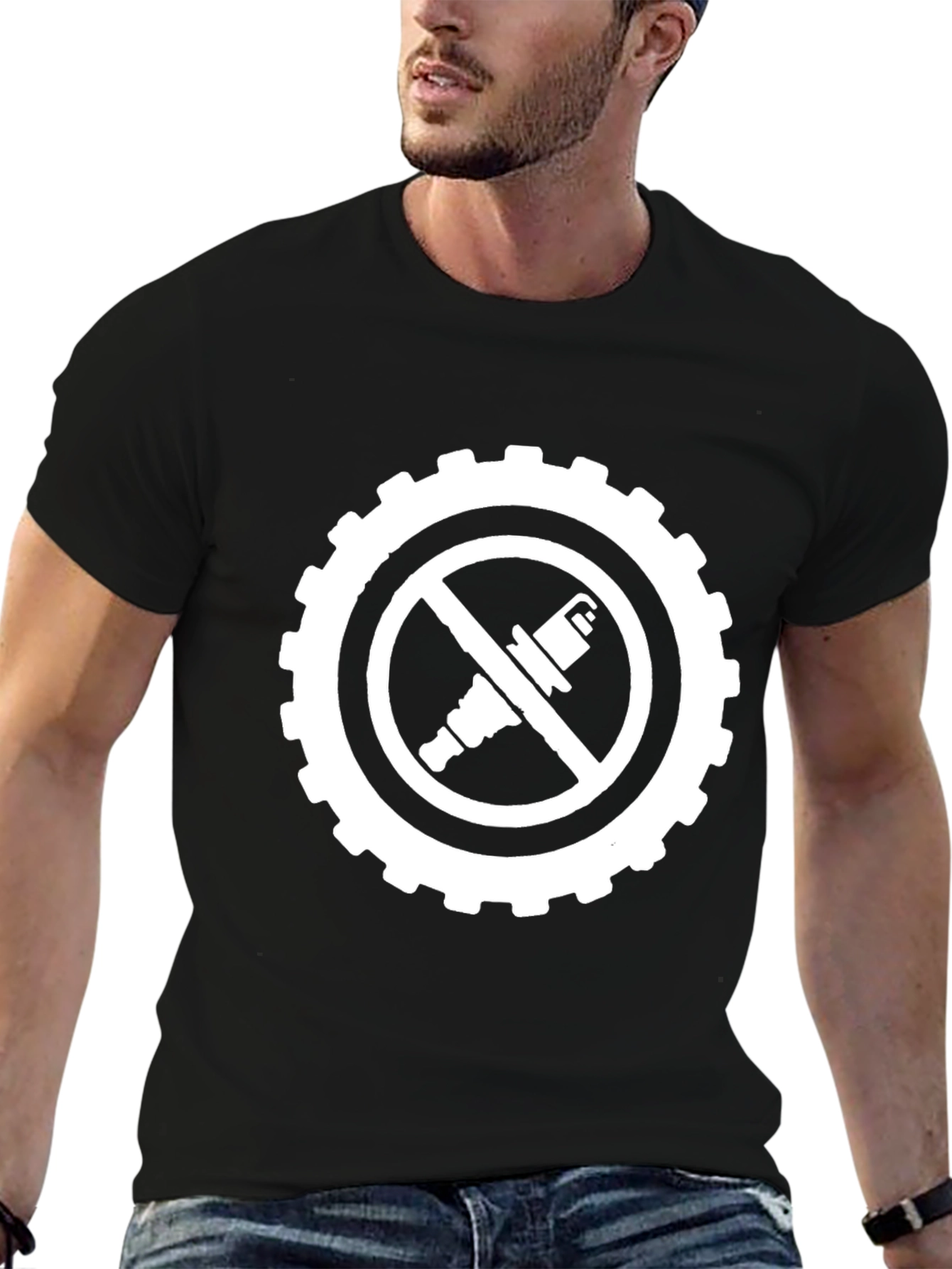 No Spark Plugs T-Shirt - Black Graphic Tee