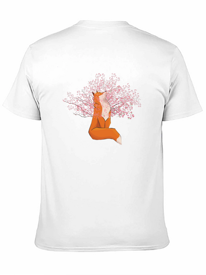 Fox and Cherry Blossom T-Shirt - Stylish Graphic Tee