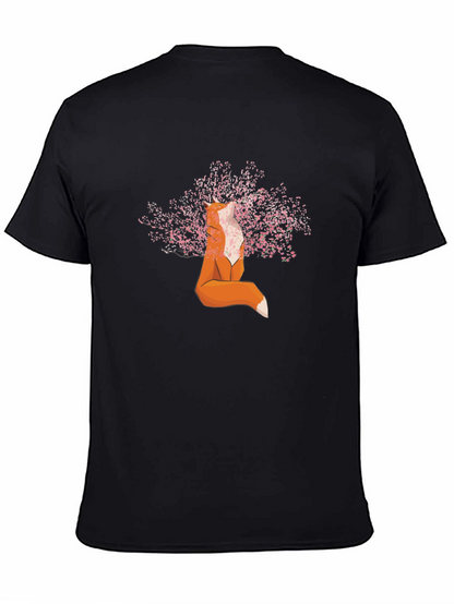 Fox and Cherry Blossom T-Shirt - Stylish Graphic Tee