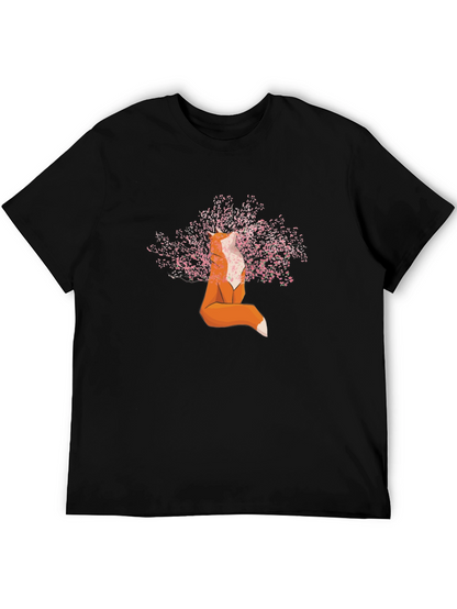 Fox and Cherry Blossom T-Shirt - Stylish Graphic Tee