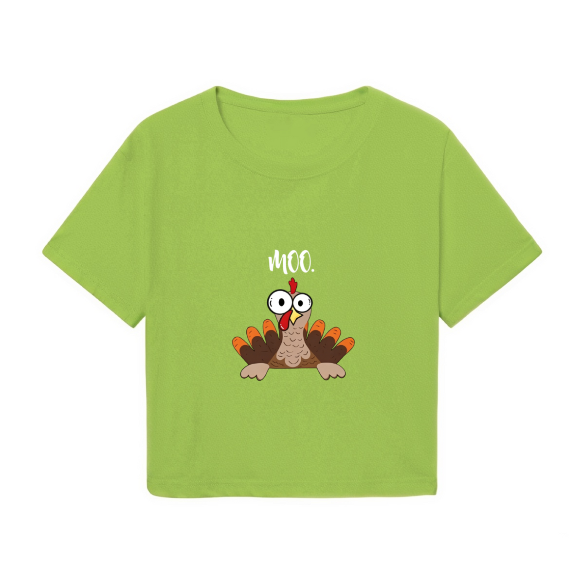 Funny Moo Confused Turkey Humor Thanksgiving Holiday Crop Top
