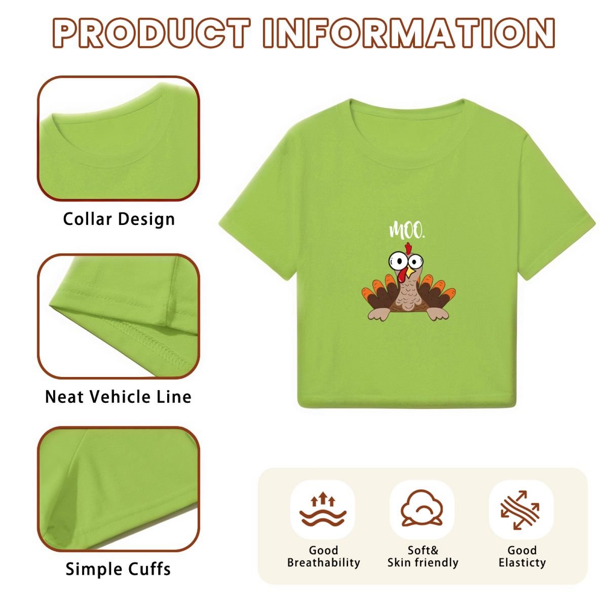 Funny Moo Confused Turkey Humor Thanksgiving Holiday Crop Top