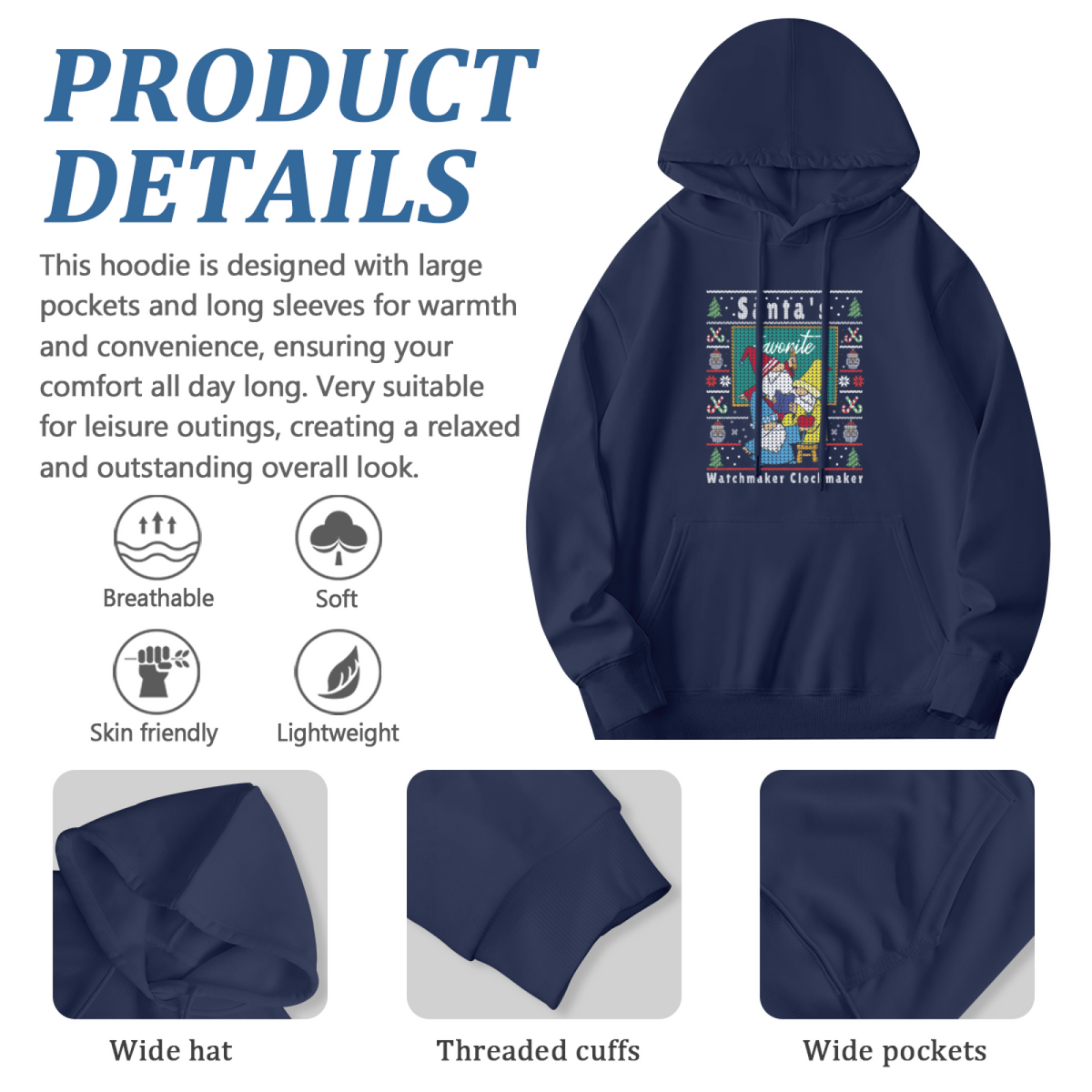 Santa's Favorite Watchmaker Knit Christmas Hoodie