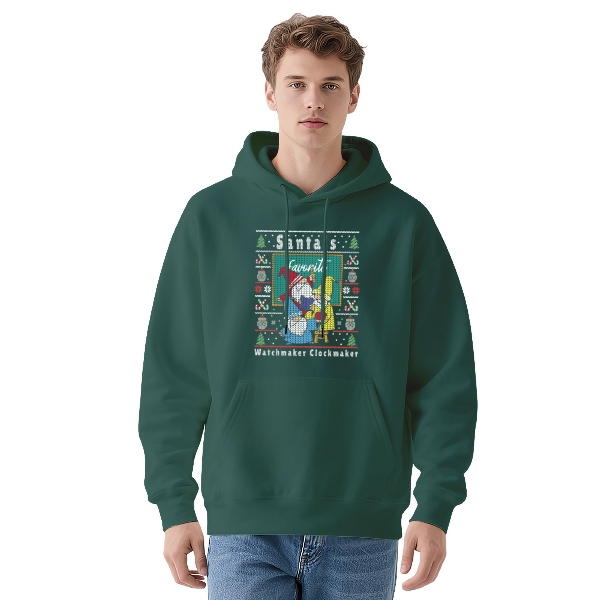 Santa's Favorite Watchmaker Knit Christmas Hoodie