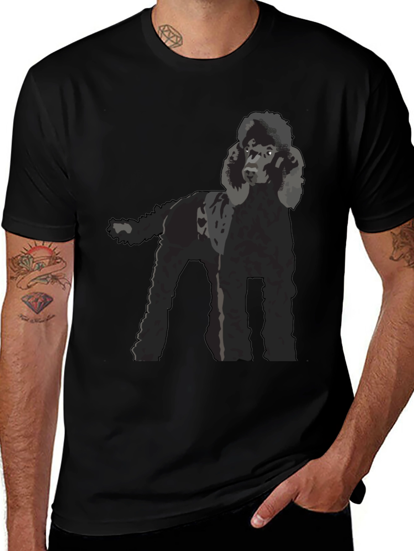 Poodle Graphic T-Shirt - Black Dog Lover Tee