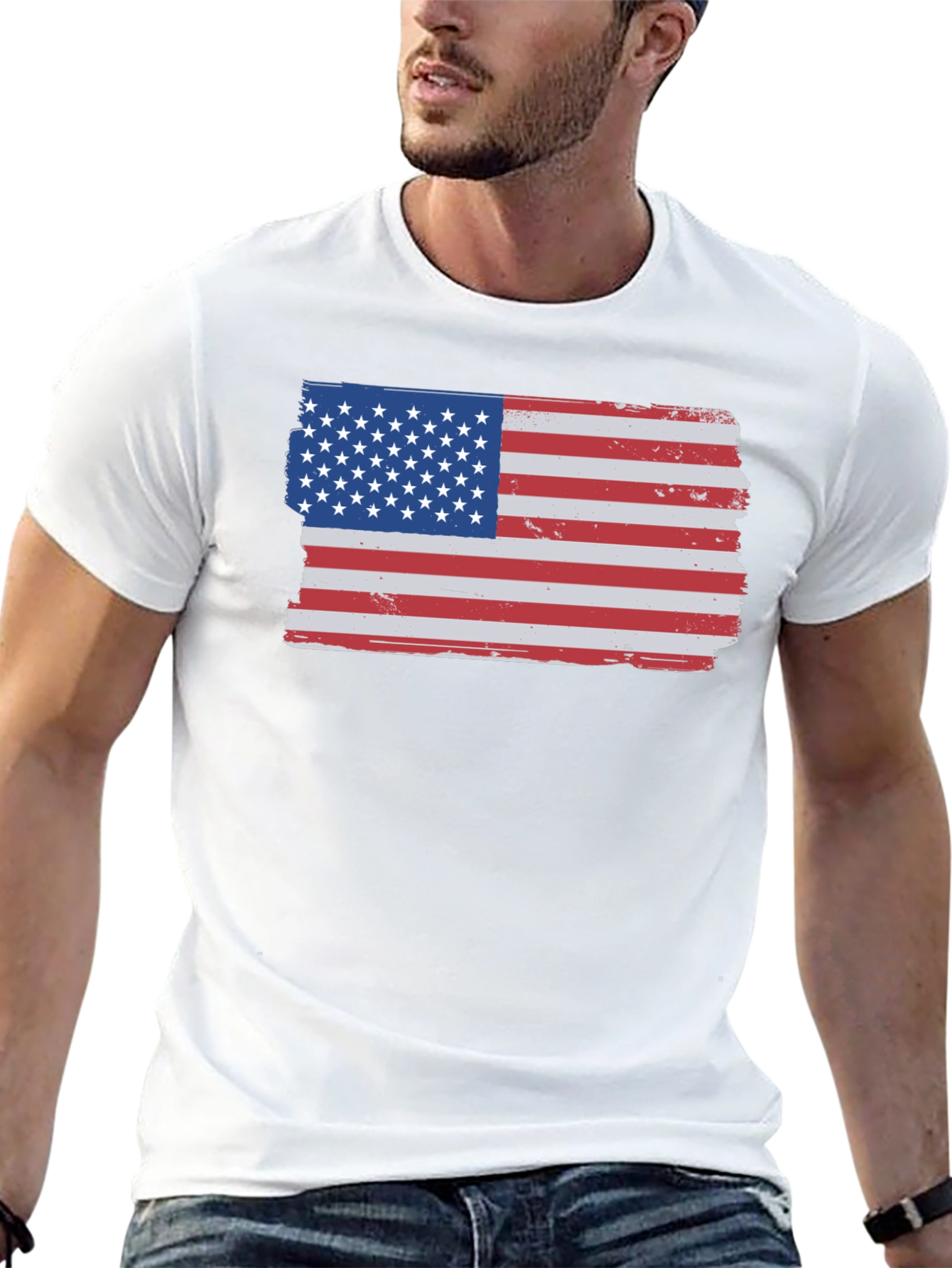 American Flag T-Shirt - Distressed USA Patriotic Tee