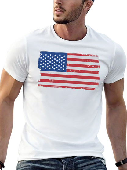 American Flag T-Shirt - Distressed USA Patriotic Tee