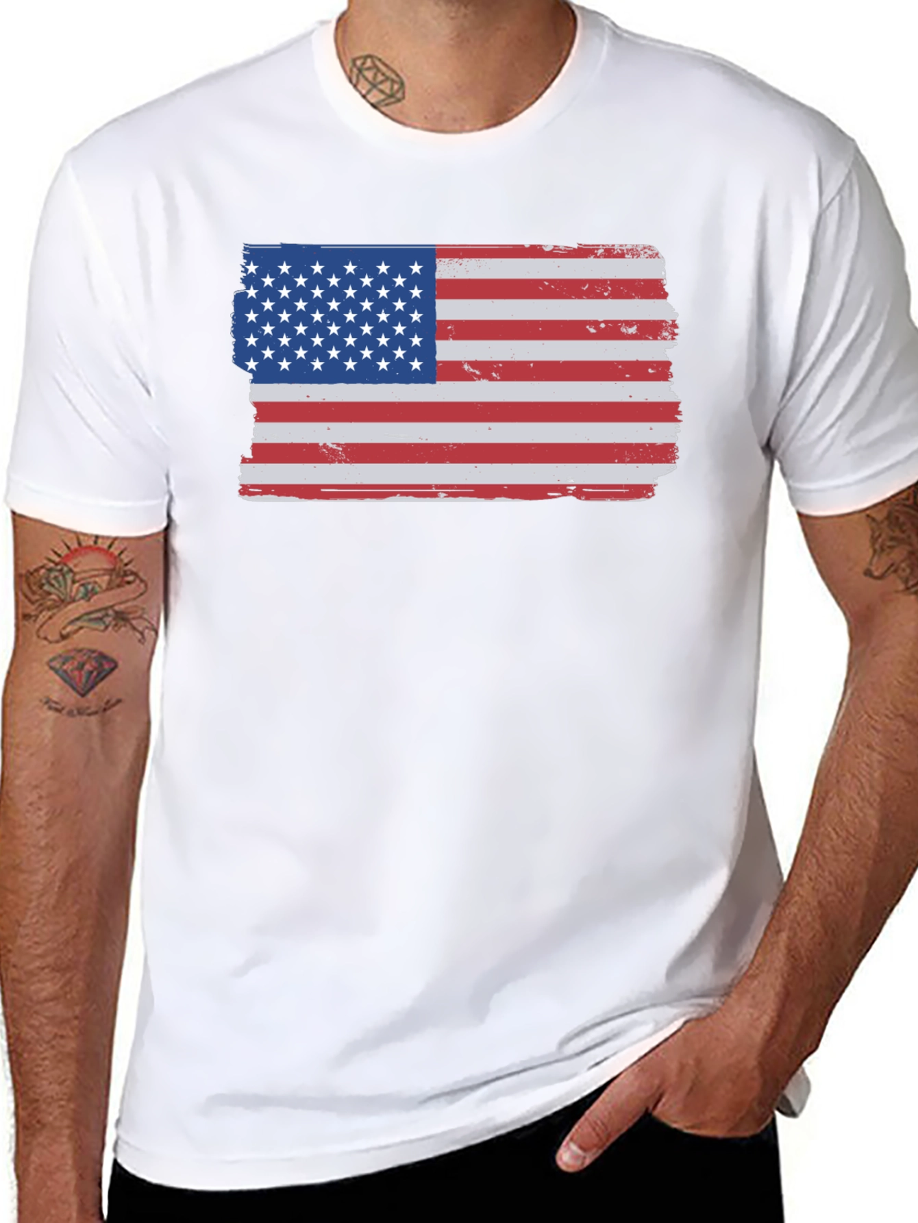 American Flag T-Shirt - Distressed USA Patriotic Tee