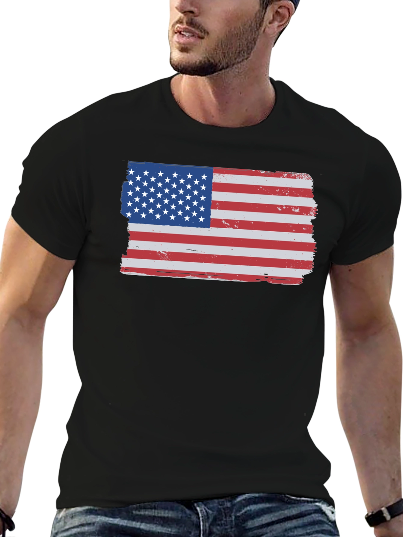 American Flag T-Shirt - Distressed USA Patriotic Tee